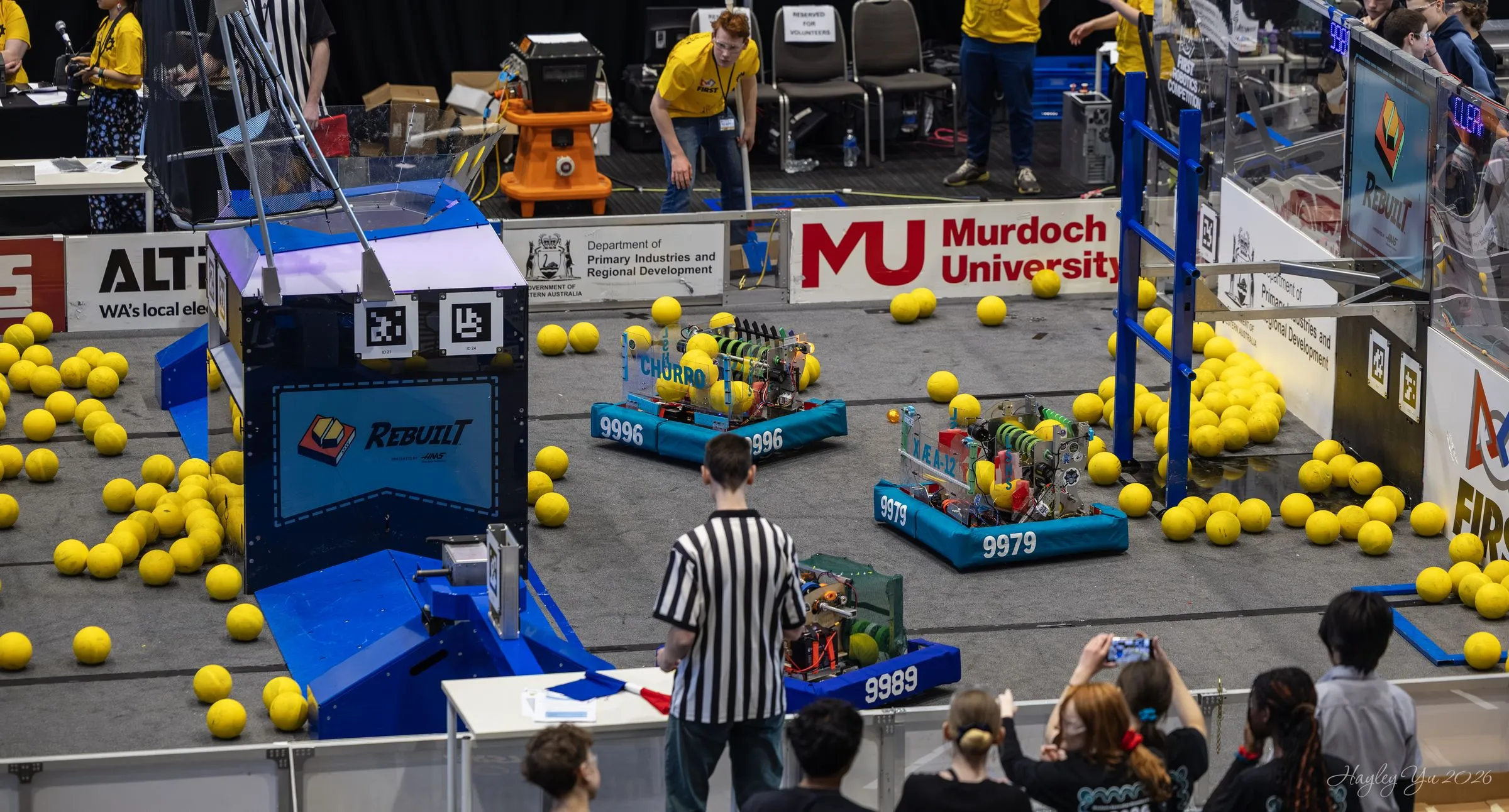 Robots competing on the WARP field